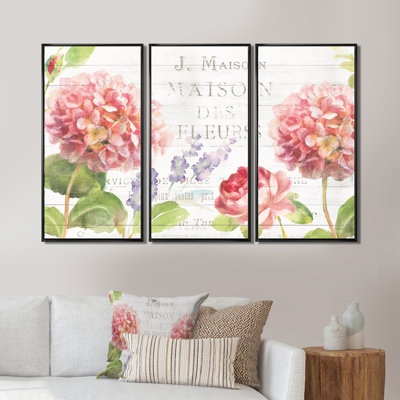 Maison des fleurs II - ensemble d'art mural sur toile encadré de campagne