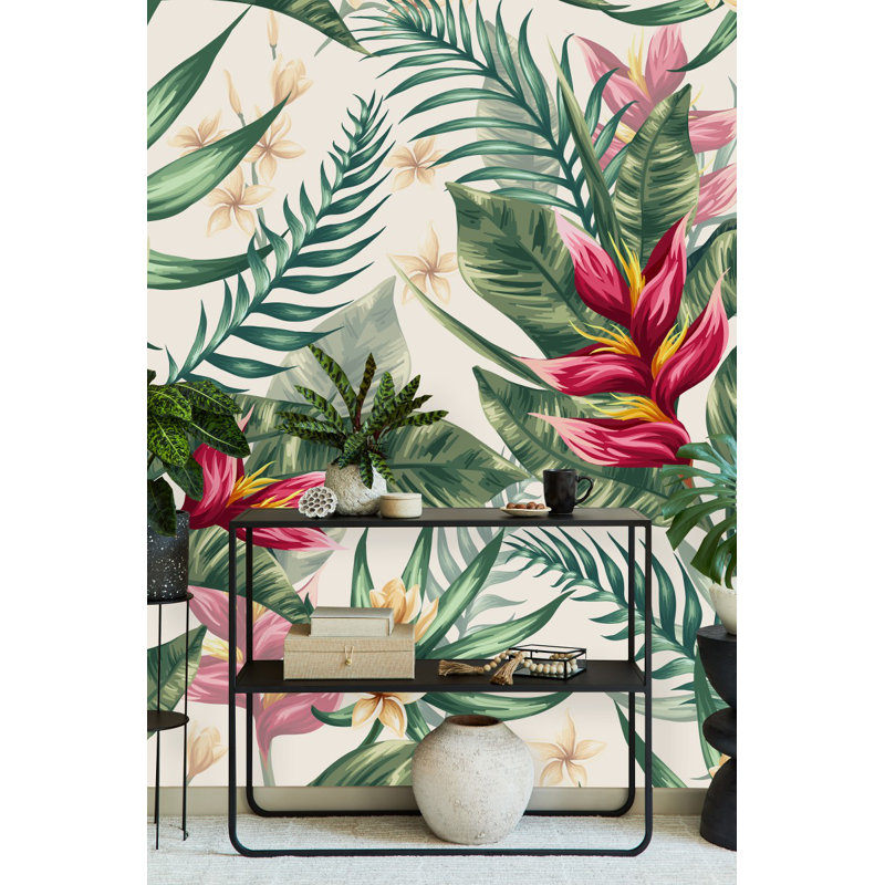Murale plantes exotiques et fleurs Kiamber, L 8,33 pi x L 8,33 pi
