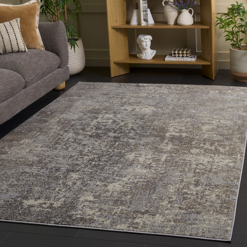 Tapis gris / bleu Gammage, Light Grey/Beige, Rectangle 5 pi 3 po x 7 pi 6 po