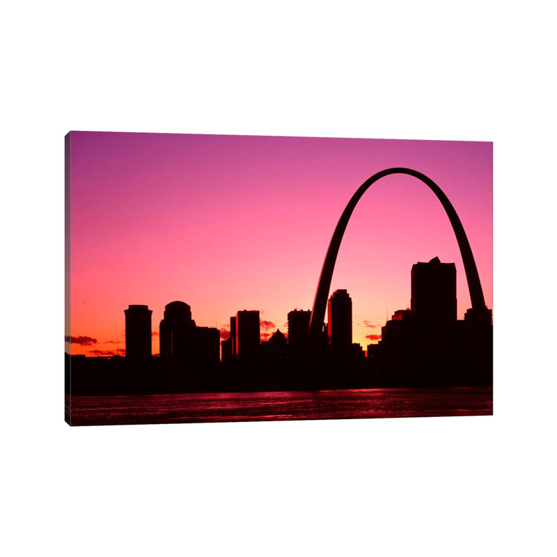 USA, Missouri, St Louis, Sunset 1 Piece Wrapped Canvas Wall Art, 66.04 cm H x 45.72 cm W x 3.175 cm D