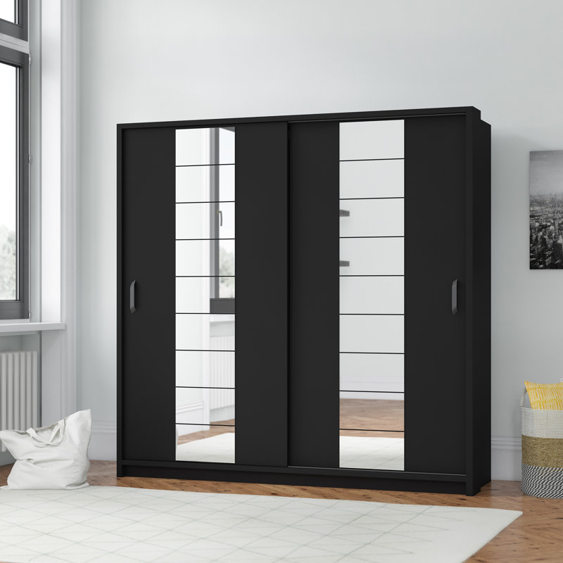 Ayala 2 Door Manufactured Wood Wardrobe, Black