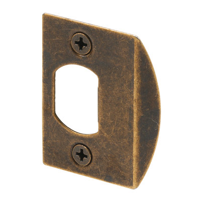 Standard Latch Strike, 1-5/8 in., Steel, Antique Brass Plated Finish (2 Pack)