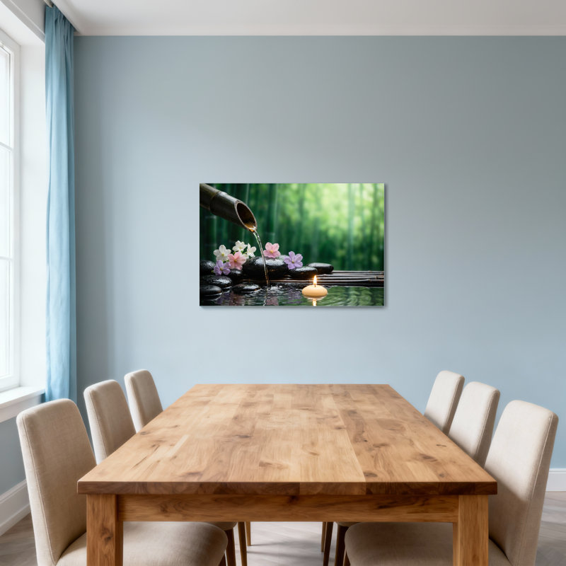 Bougie de fleurs en bambou à la mode, jardin zen, scène paisible, H 12 po x l 18 po