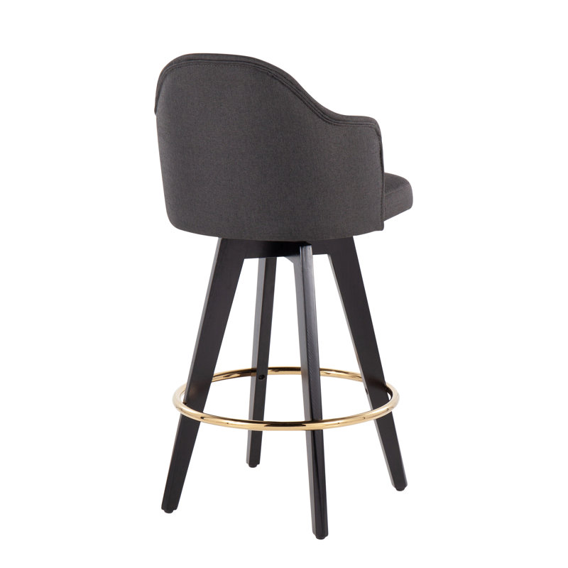 Tabouret de comptoir pivotant 26 po Arabelle, Gris anthracite, Noir et or, Tabouret de comptoir (siège d'une hauteur de 26 p
