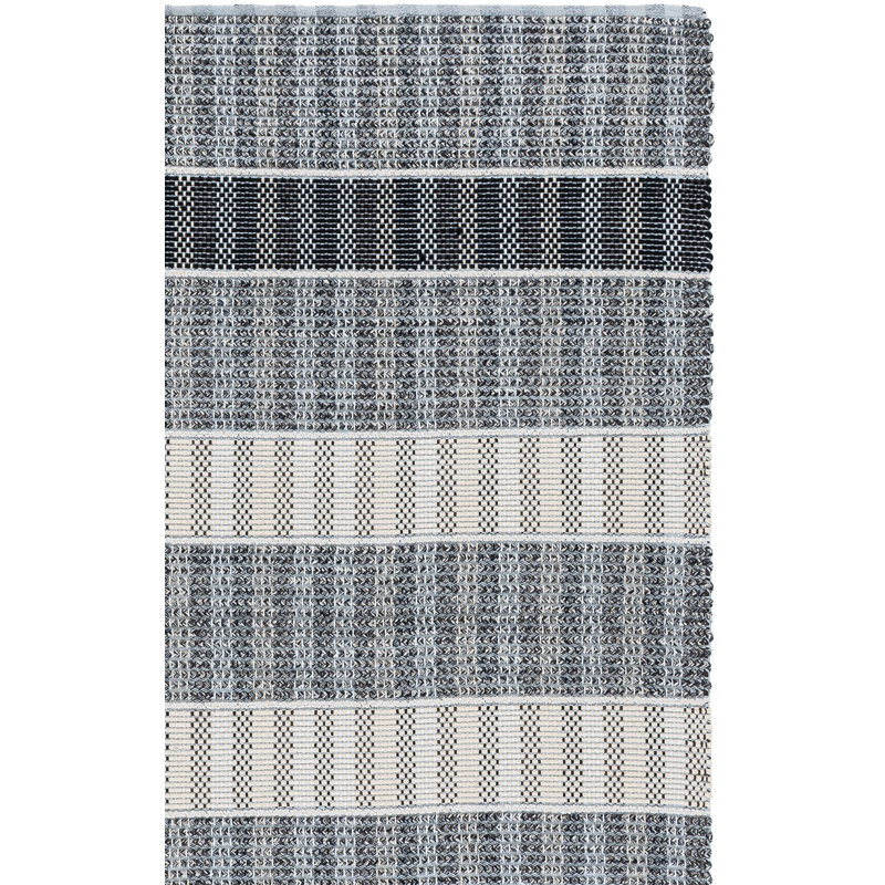 Braided 764 Hand Woven Cotton Pile Striped Rug, Rectangle 6' x 9'