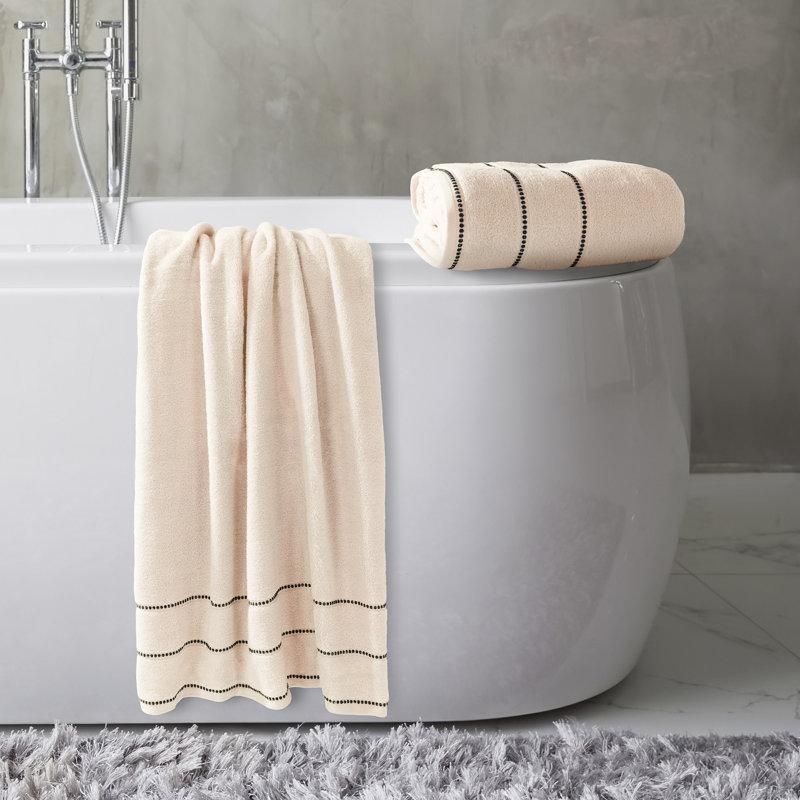 Braswell 2-Piece Luxury Cotton Towel Set - Quick Drying 100% Zero Twist Cotton Bath Towels, Beige