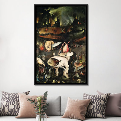Détail de l'enfer, moitié supérieure du panneau de droite, «The Garden of Earthly Delights», 1490-1500 par Hieronyme Bosch - Impression sur toile tendue sur châssis