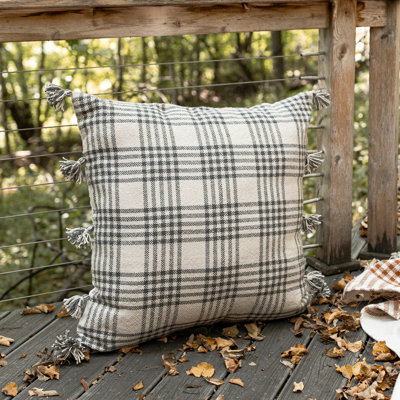 Traditional Fringed Outdoor Throw Pillow