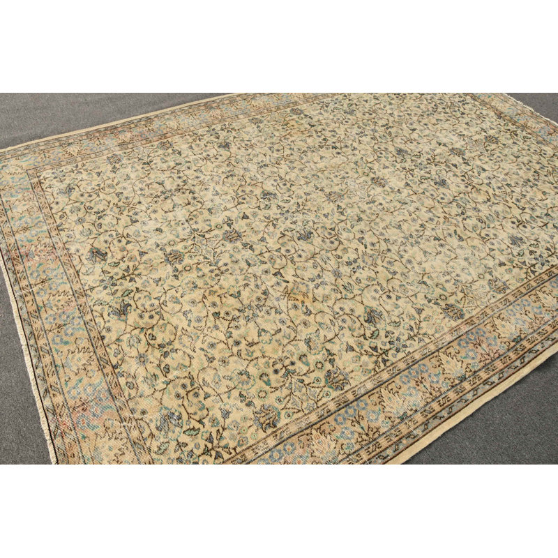 Tapis turc beige surdimensionné antique avec style bohémien Oushak idéal pour les grands espaces de vie