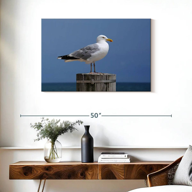 Seagull On Wood Post, 24" H x 36" W