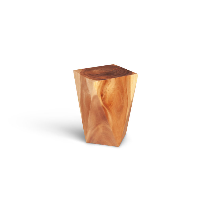 Natural Chamcha Wood Twist Accent Stool
