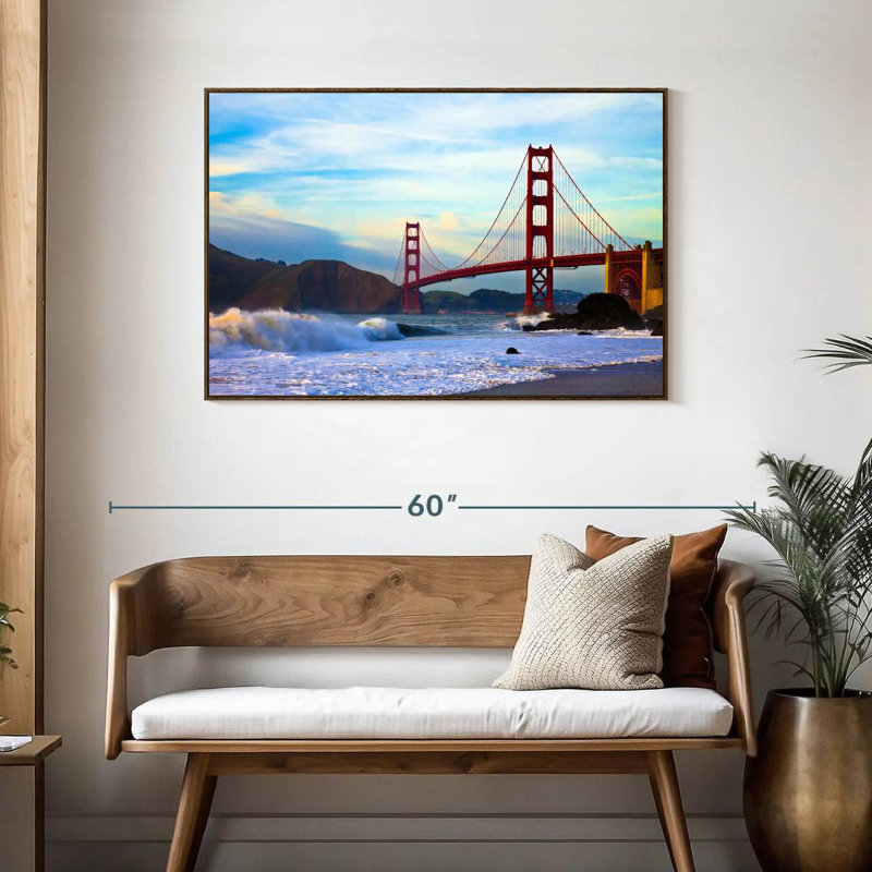 Golden Gate Bridge, San Francisco, Cadre flottant noyer, 43 po x 29 po