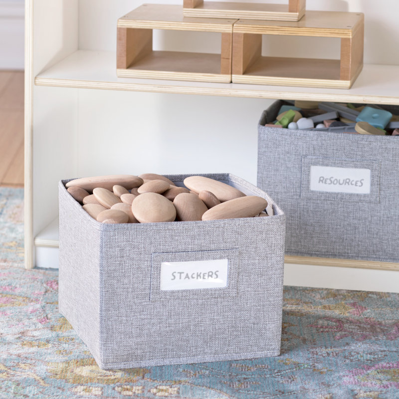 White Wooden 3-Shelf Kids' Storage Unit with Bins