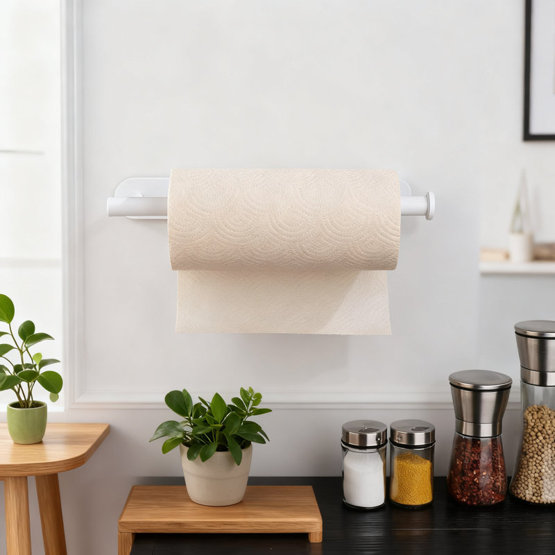 Porte-essuie-tout adhésif sous l'armoire, distributeur mural de papier essuie-tout en acier inoxydable pour installation verticale ou horizontale