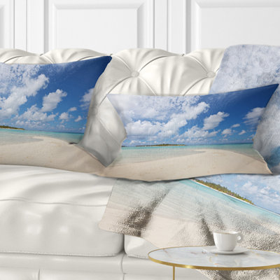 Seascape Serene Maldives Beach Under Clouds Lumbar Pillow