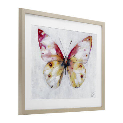 «Pink & Yellow Butterfly», reproduction sous verre encadrée, design par Sara Culpepper