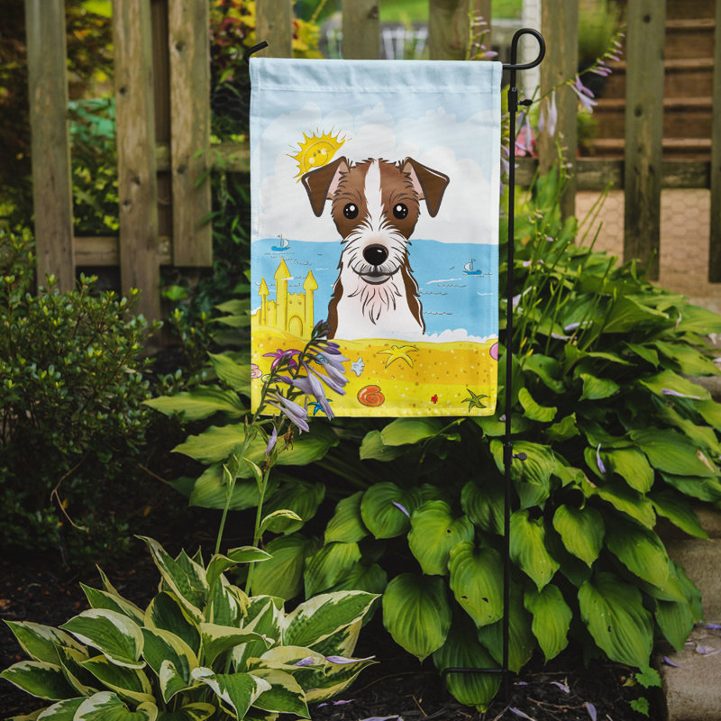 Drapeau de jardin à 2 côtés summer beach, Terrier Jack Russell 2