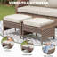 Ensemble de 2 repose-pieds d'extérieur en osier PE avec coussin pour la cour ou la terrasse-914587235