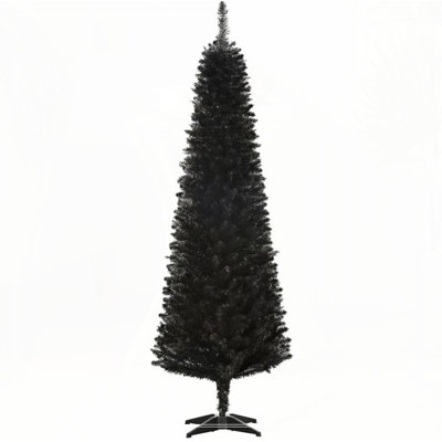 Slim Xmas Tree with Realistic Branch Tips and Plastic Stand