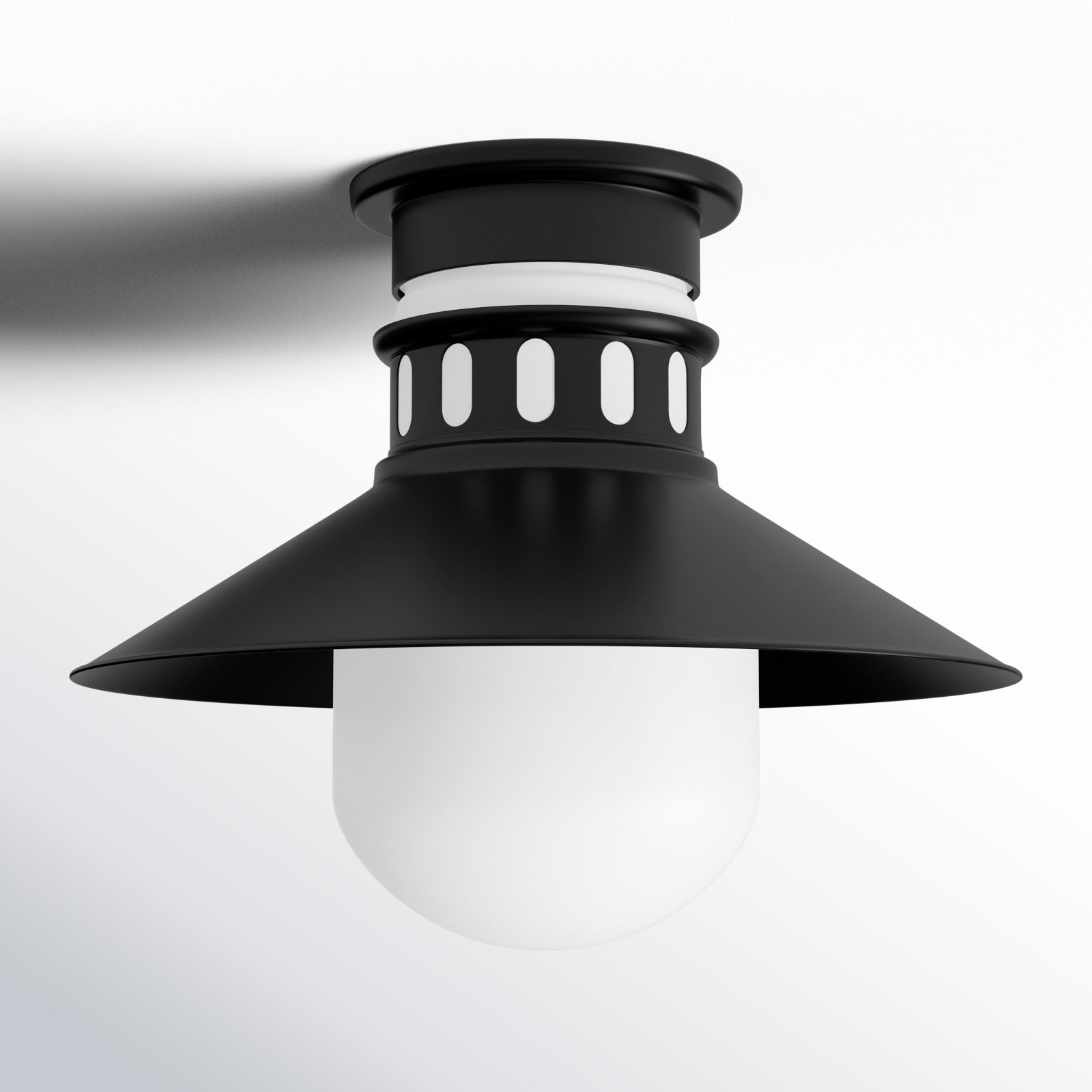 Round Outdoor Semi-Flush Mount, Black