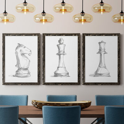 " Chess Piece Study I " 3 - Pieces