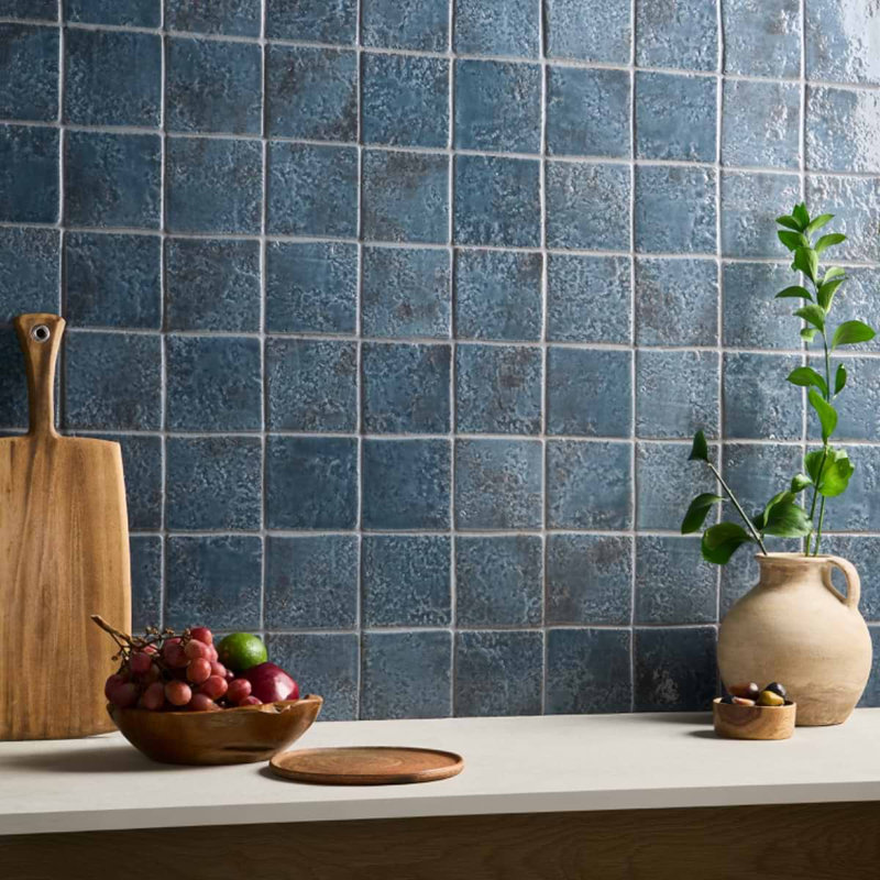 Greta 4.72 In. X 4.72 In. Glossy Textured Porcelain Floor And Wall Tile (4.48 Sq. Ft. / Case), Midnight Blue