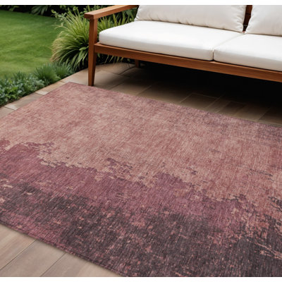 Tapis d'intérieur/extérieur lavable, motif abstrait corail et mauve, 2,74 m x 3,66 m