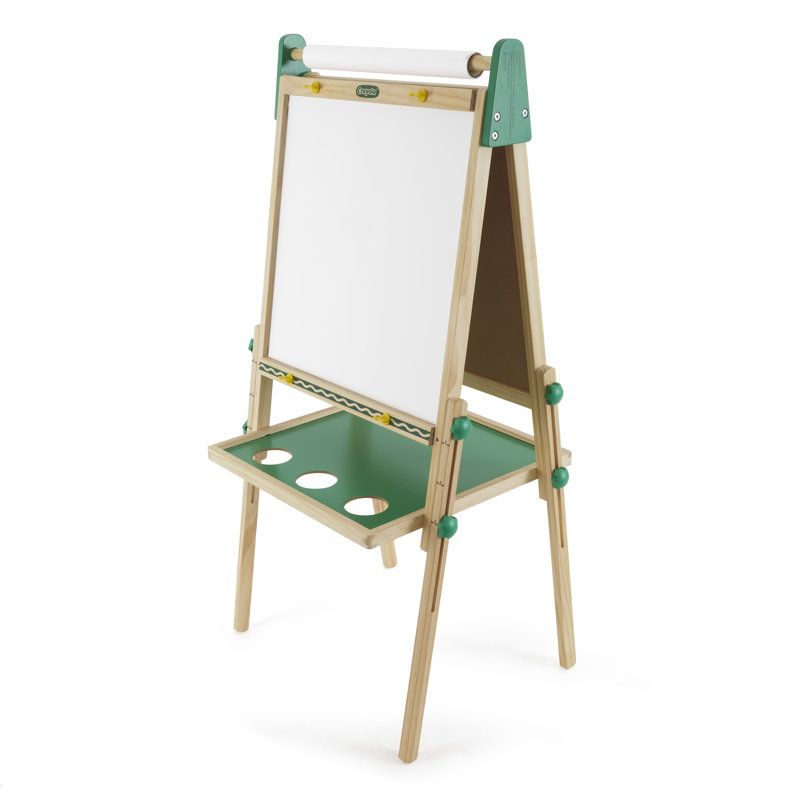 Chevalet d'art en bois double face avec tableau noir et fournitures effaçables à sec Crayola