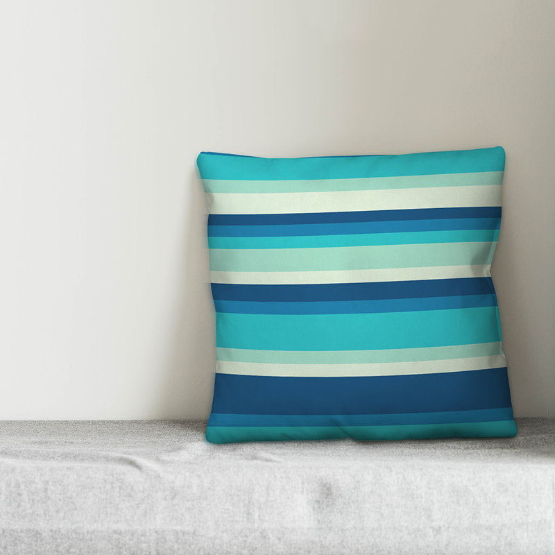  Coussin décoratif multi-rayures intérieur / extérieur, Polyester / Bourre en polyester, 16 po x 1 po