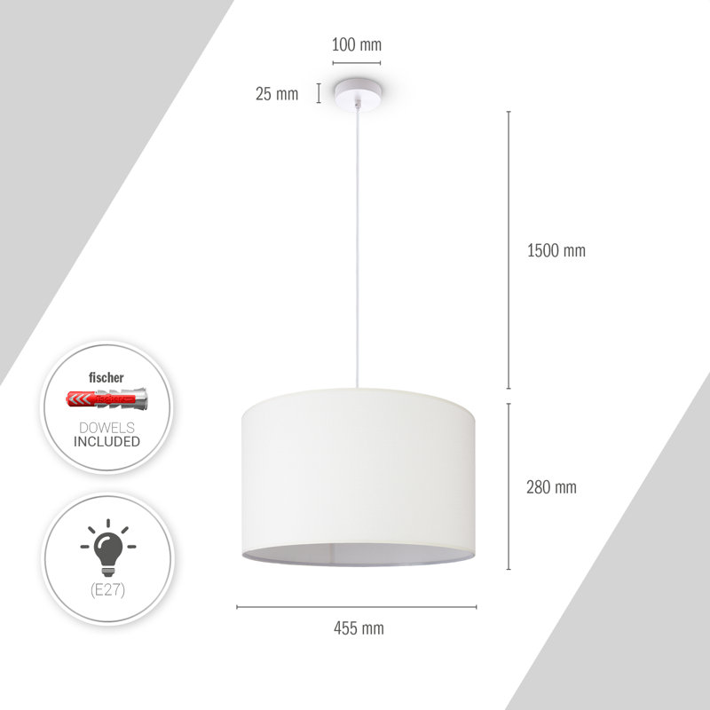 Ishir 1 - Light Drum Pendant, White