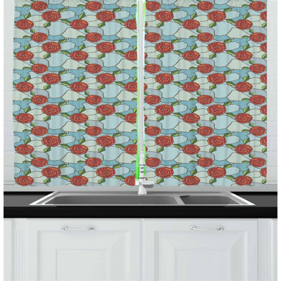 Floral Tailored Kitchen Curtain