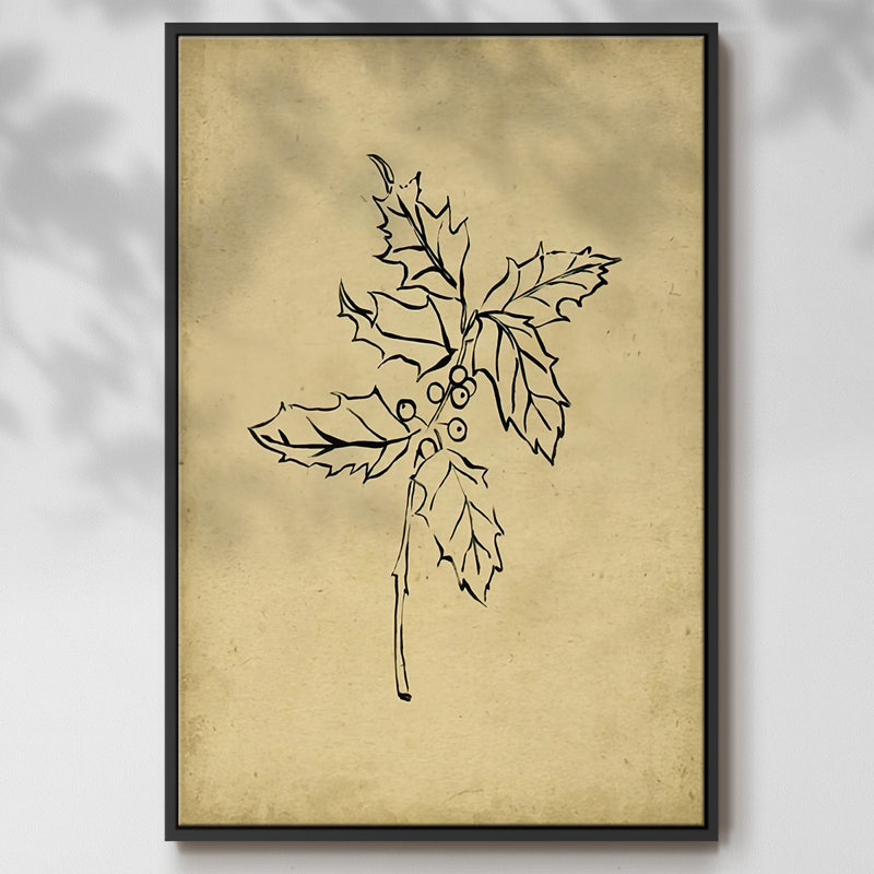 " Holly Branch I ", Black Floater Framed, 25" H x 17" W x 1.5" D