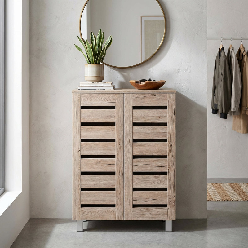 Euston 10 Pair Shoe Storage Cabinet, Oak Wood