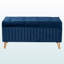 Repose-pieds rembourré en tissu bleu marine avec finition brune Runa, H 18,79 po x l 39,18 po x P 16,32 po Runa