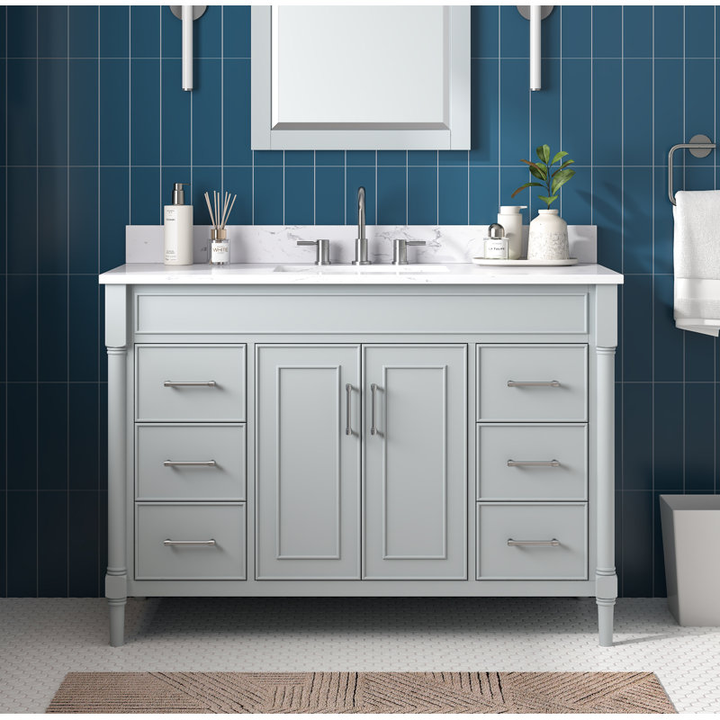 Light Gray 49'' Single Bathroom Vanity with Engineered Stone Top