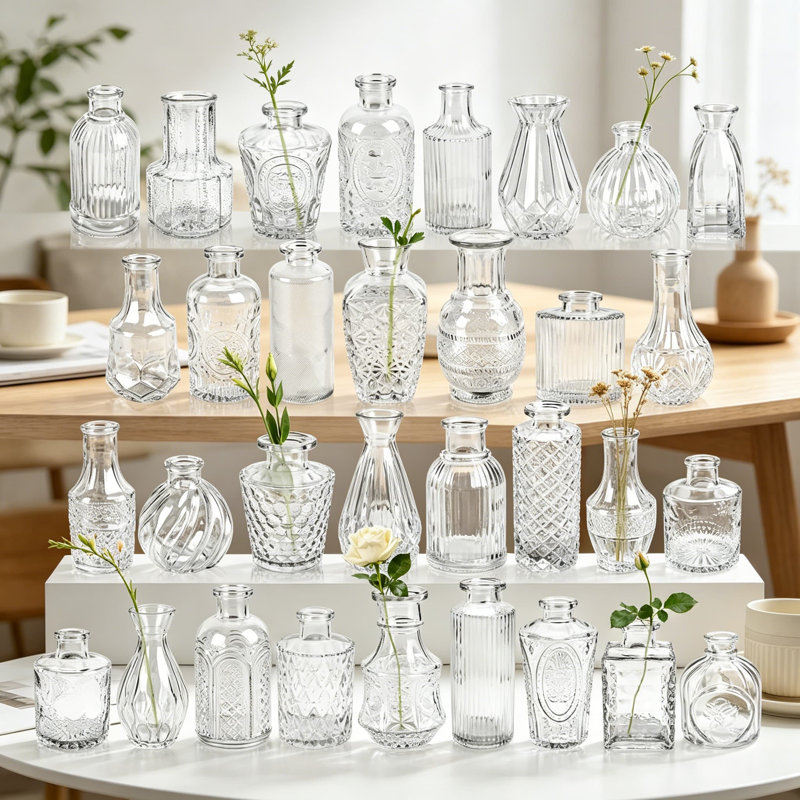 Ensemble de 32 petits vases à fleurs en verre pour petits centres de mariage rustiques, décorations de table et décorations de bureau personnel