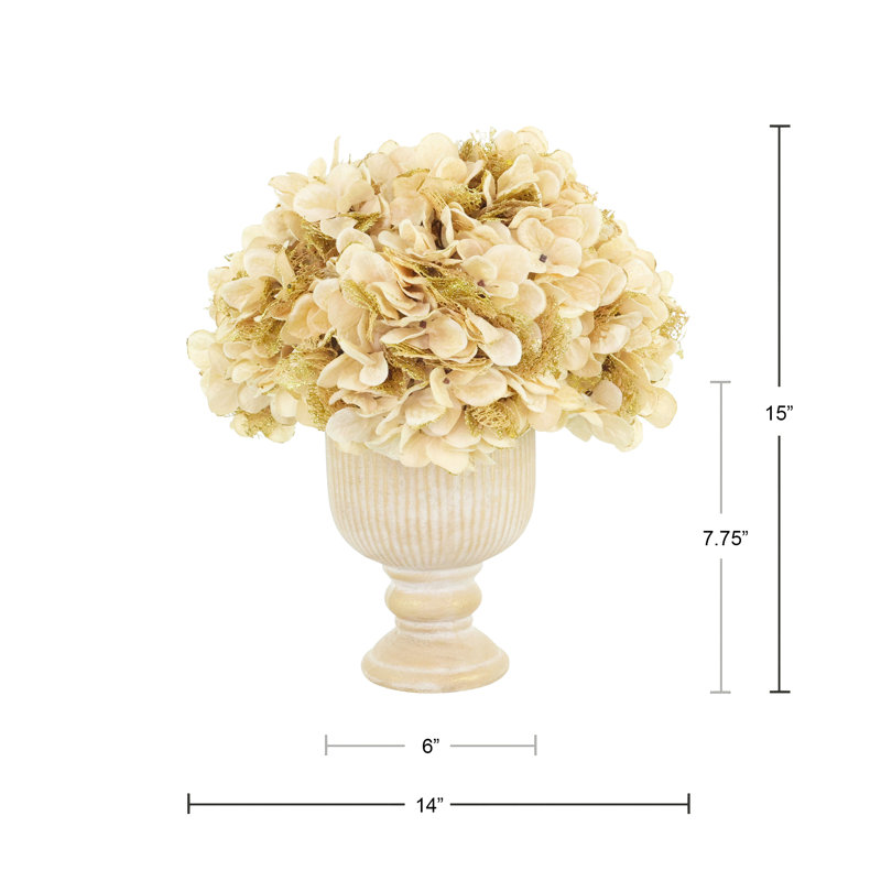 Maril Faux Floral in Vase, Cream;Gold