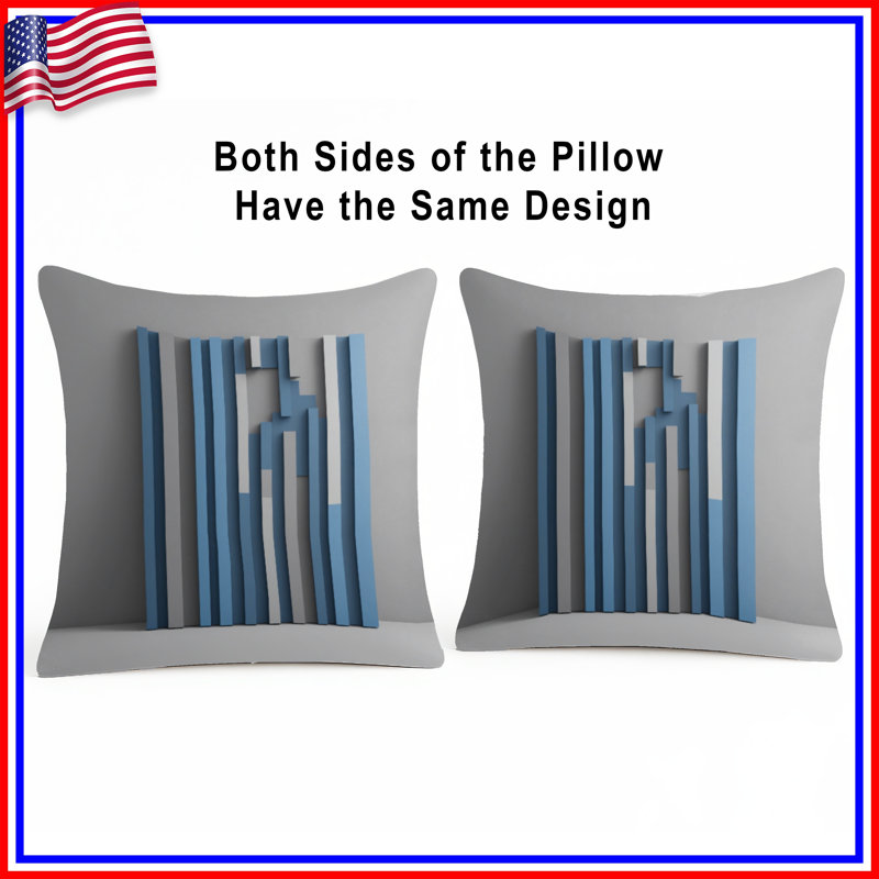 Coussins décoratifs à barres verticales bleu gris, 14 X 14 pouces