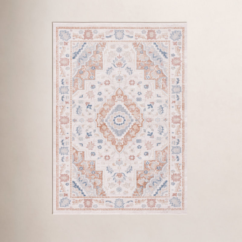 Tapis oriental beige / rouille / bleu Mayhill, Rectangle 9 pi x 12 pi