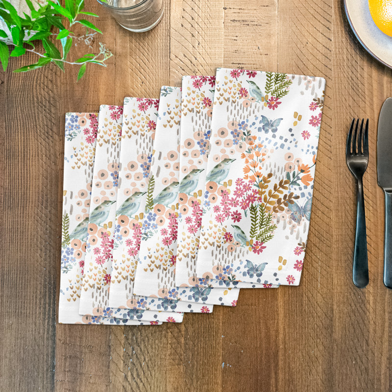 Eirys Cotton Floral Square Napkin, Yellow