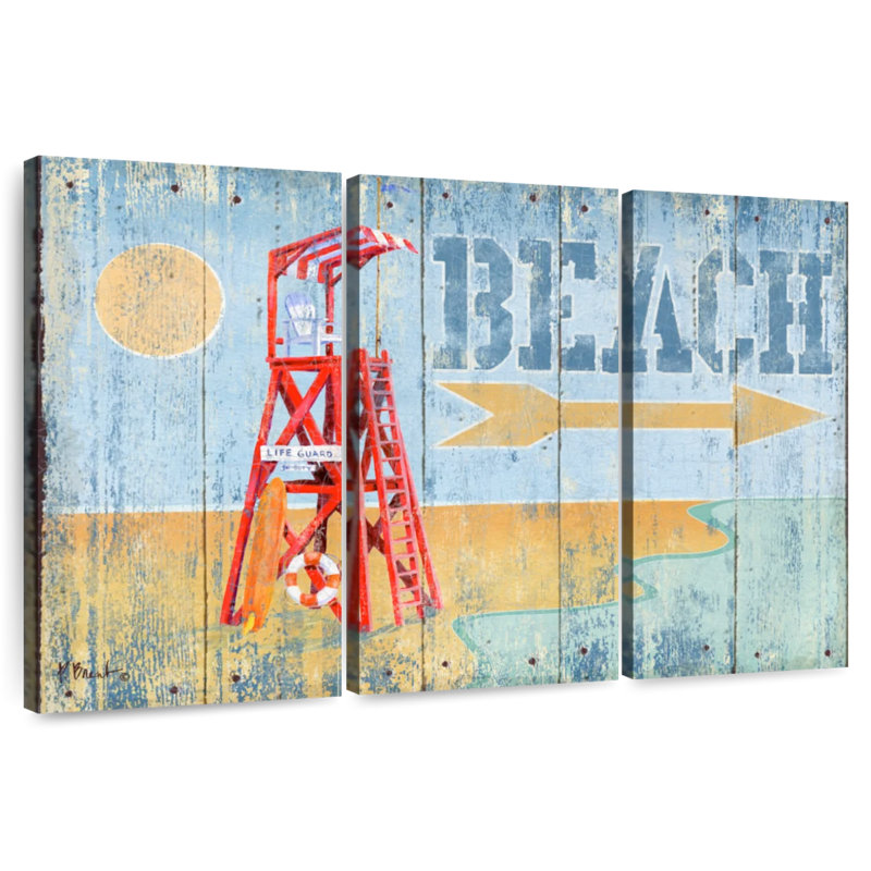 Beach Watch Distressed Wall Sign, 20" H x 33" W