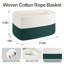 Très grand panier de rangement en corde de coton 62L avec poignées - Panier à couverture tissé pour vêtements, couvertures, coussins et jouets-2117732020