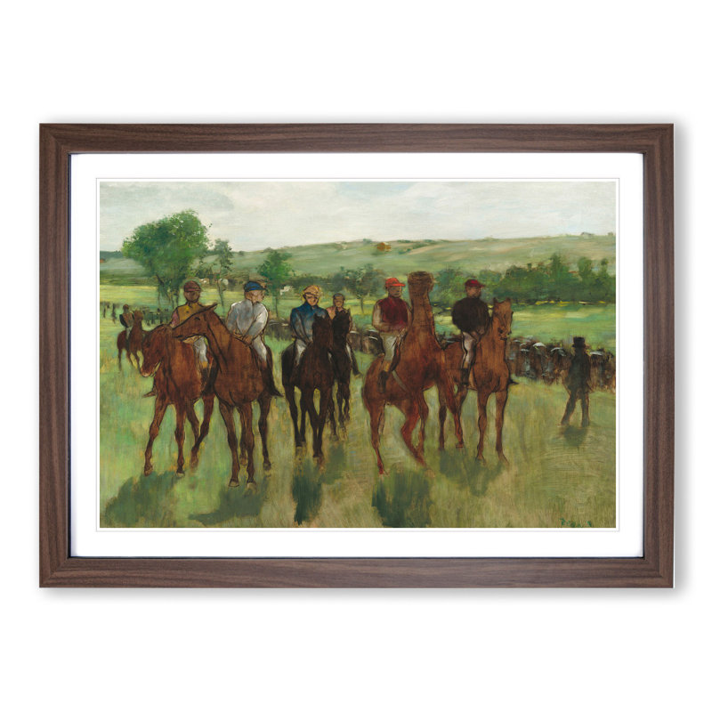 The Horse Riders by Edgar Degas - Picture Frame Painting, 48cm H x 65cm W x 2cm D, Walnut