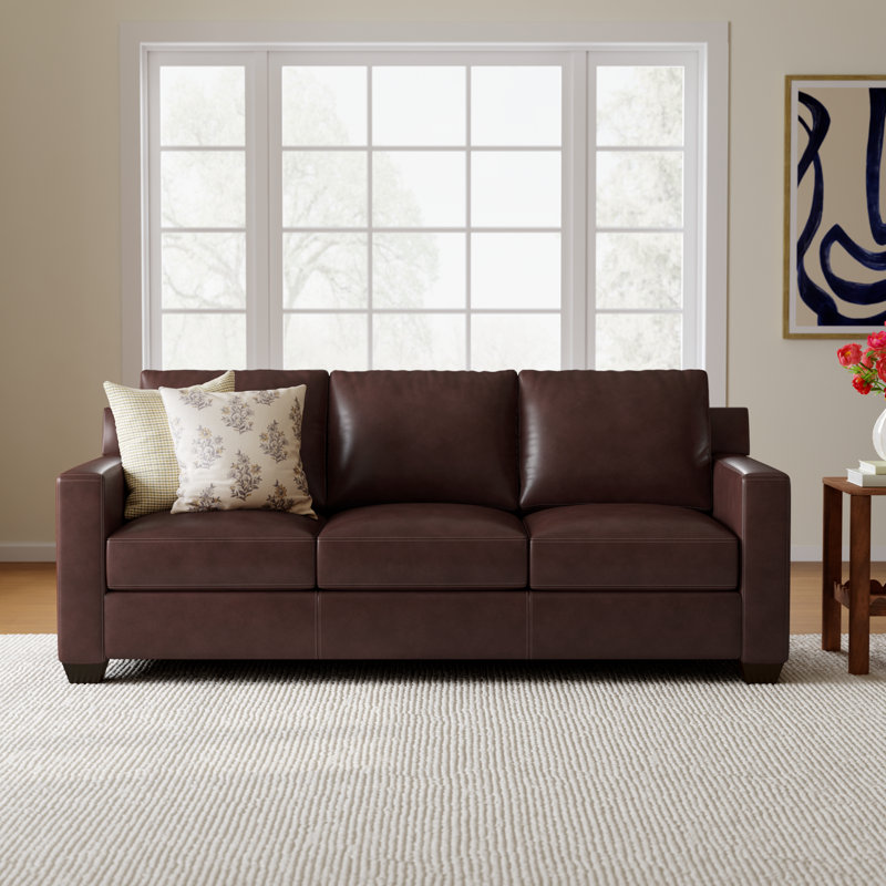 Covedale Upholstered 83.5'' Sofa, Sidekick Walnut Genuine Leather