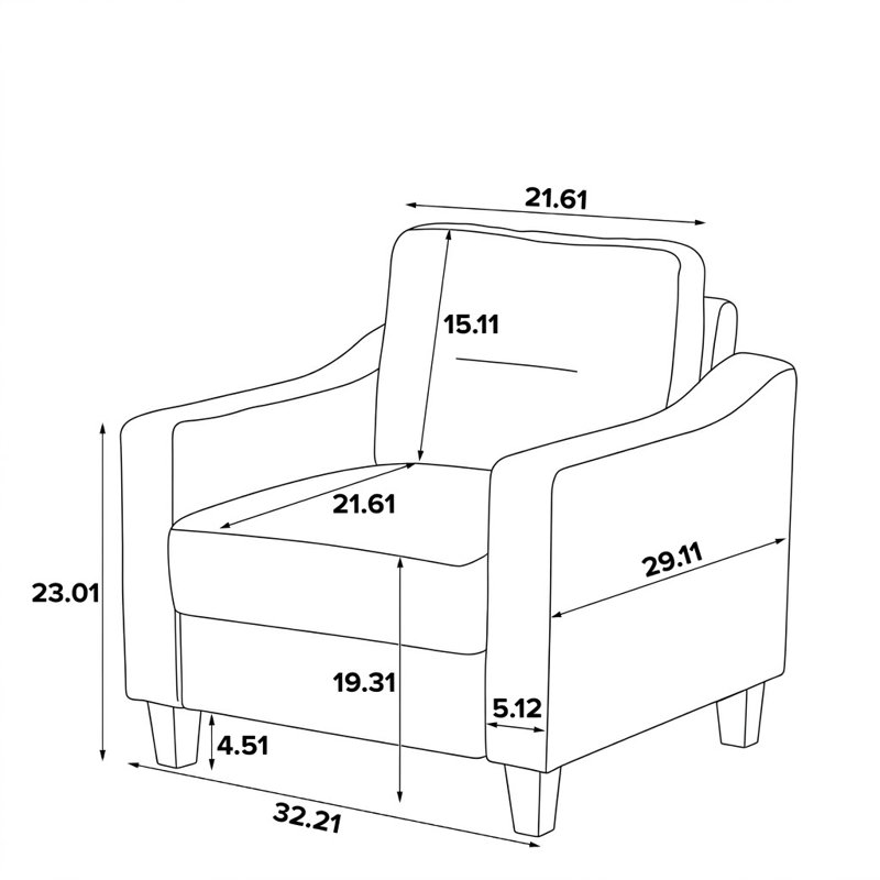 Chaise d'appoint rembourrée l 32,21 po Monek, pour salle d'attente, bureau, salon, Velours noir