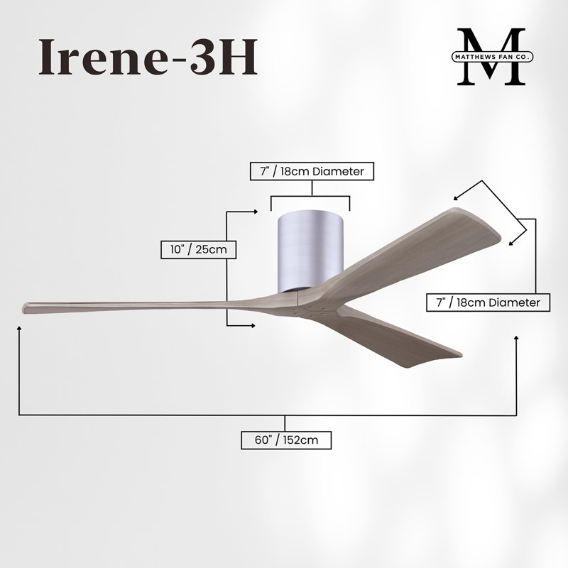 Irene Ceiling Fan, Brushed Nickel, Gray Ash Tone, 60"