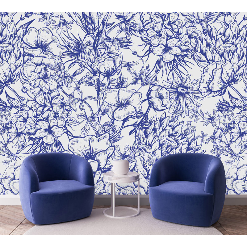 Floral Wall Mural, 8.33" W x 8.33" L