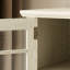 Meuble télé blanc avec bordure en faux pierre, 70 po de largeur, 2 portes de rangement, 75 po de compatibilité, 6 passe-câbles, 4 tablettes réglables de 70,75 po de long, capacité, ouvertures