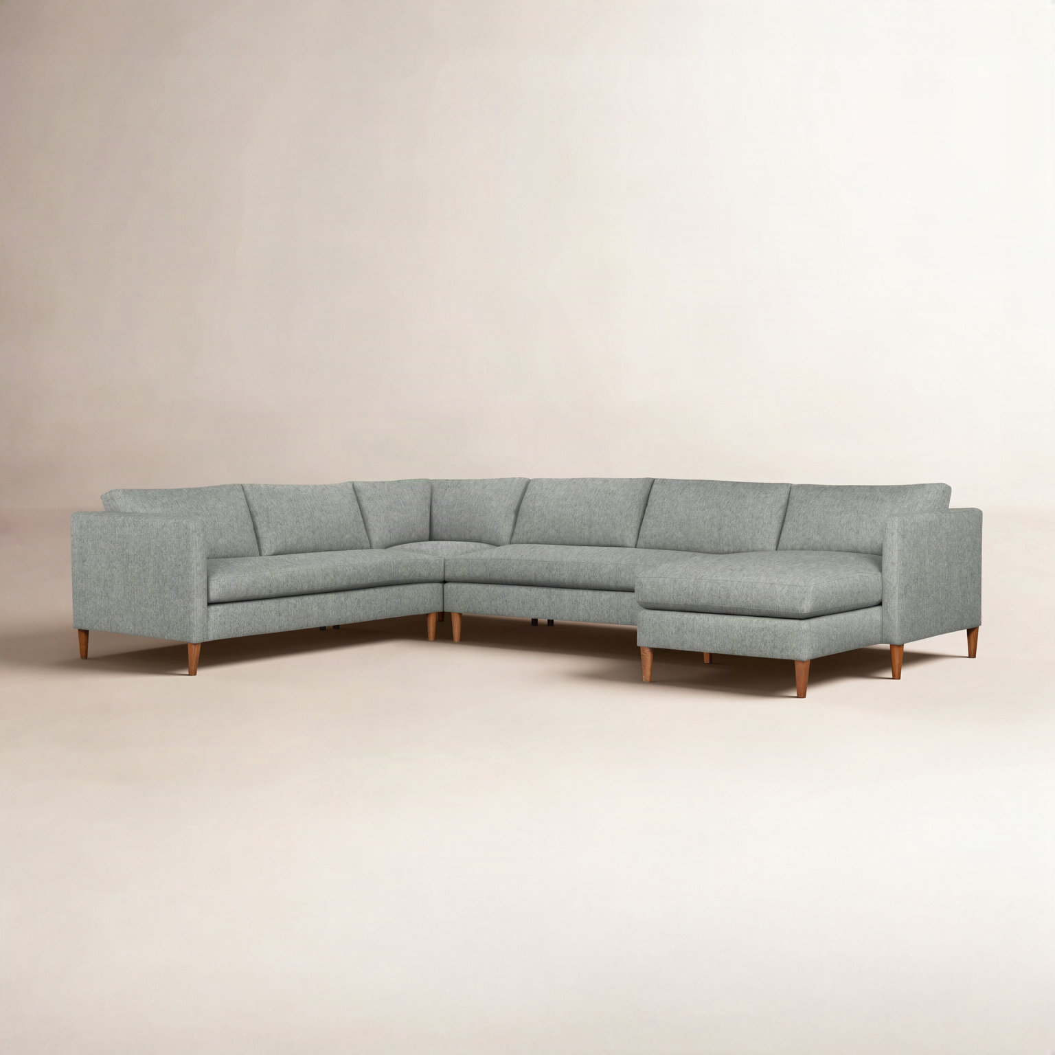 Clifford Chaise Sectional, Ticket Smoke Heathered Basketweave, Right Hand Facing