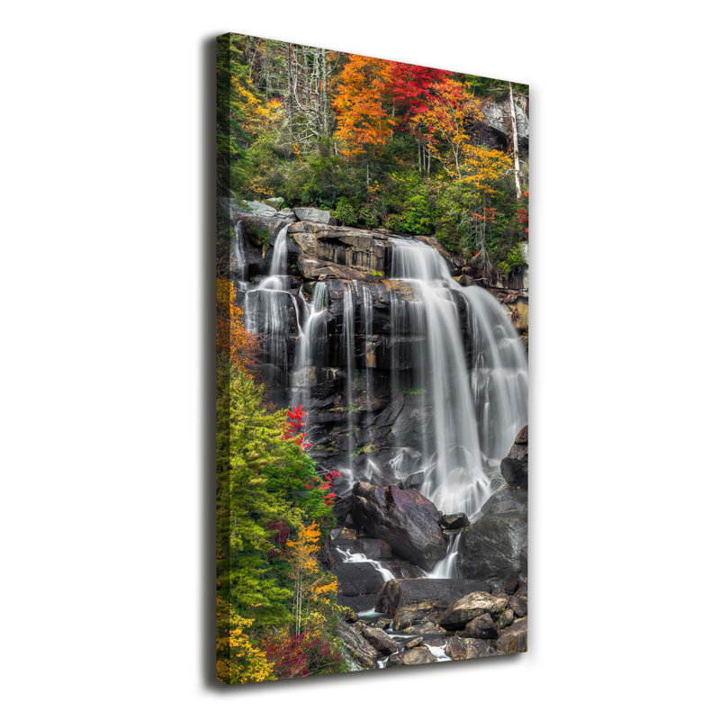 Waterfall In Autumn - Wrapped Canvas Print
